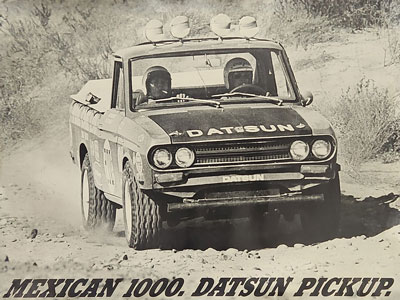Rare Original Sepia Tone Early '70s poster of Datsun Truck Racing Mexican 1000 (39.5
