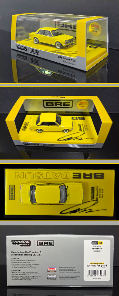 *NEW* Numbered & Autographed Limited Edition 1:64 BRE 60th Anniversary 'Brock Buster' Datsun 510