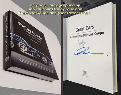 *DOUBLE AUTOGRAPHED!* Shelby Cobra Daytona Coupe Signed by Peter Brock and Author Rinsey Mills
